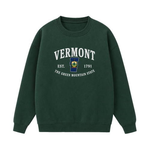 Collection 8 Vermont Essential Heavyweight Crewneck Sweatshirt - Dark Green front
