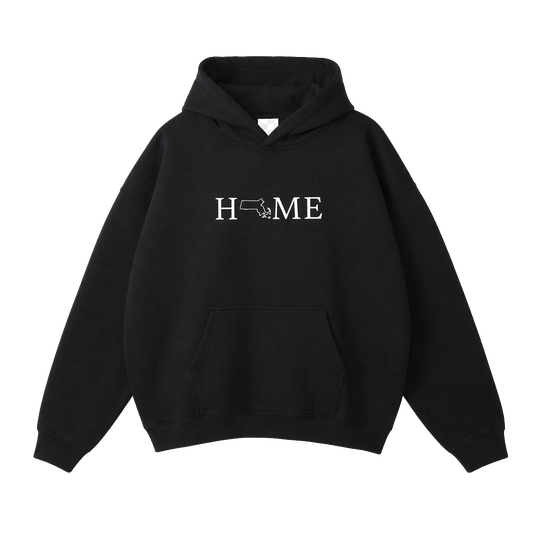 Collection 5 Massachusetts Oversize Fleeced Hoodie - Black front