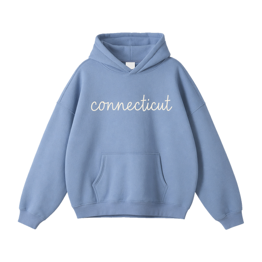 Collection 3 Connecticut Oversize Fleeced Hoodie - Medium Blue front