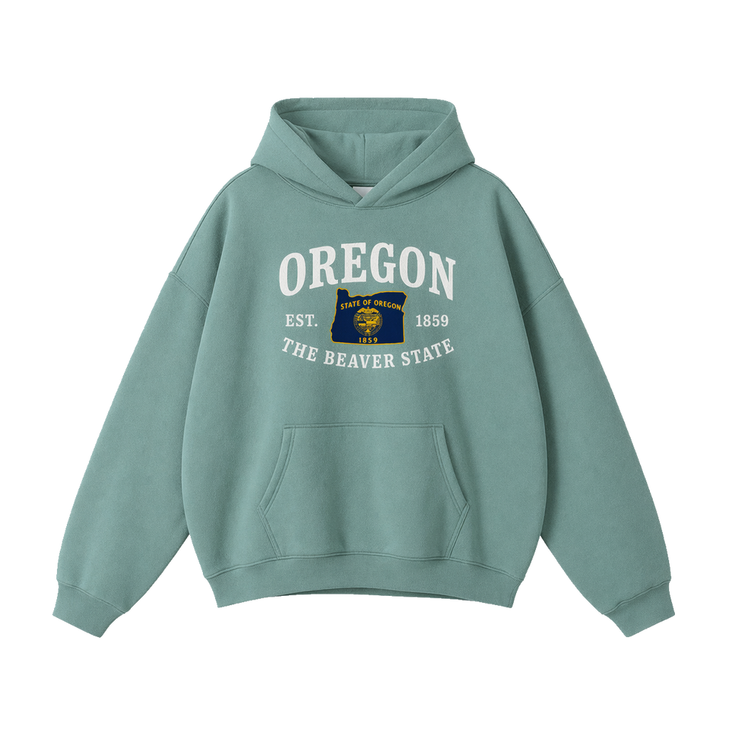 Collection 8 Oregon Oversize Fleeced Hoodie - Medium Green front