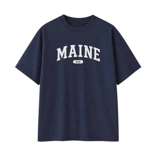 Collection 4 Maine Essential Cotton T-Shirt - Navy Blue front