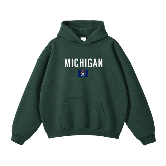 Collection 7 Michigan Oversize Fleeced Hoodie - Eden Green front
