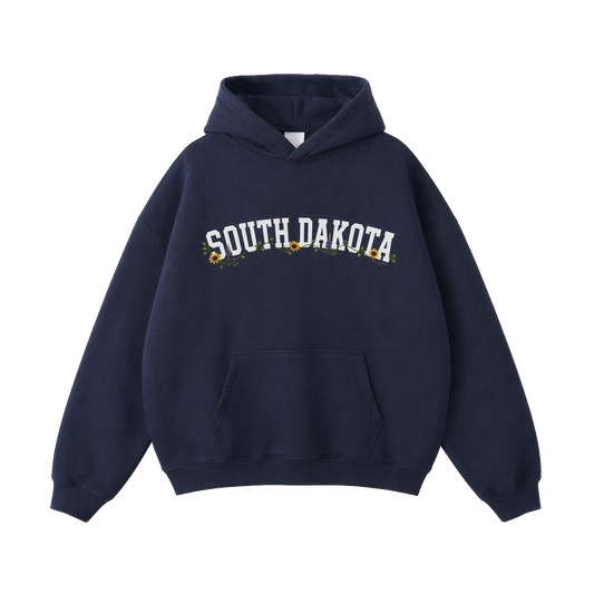 Collection 10 South Dakota Oversize Fleeced Hoodie - Navy Blue front