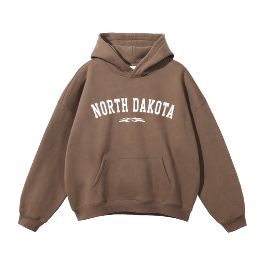 Collection 9 North Dakota Oversize Fleeced Hoodie - Brown front