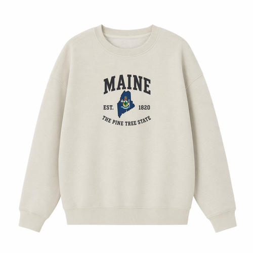 Collection 8 Maine Essential Heavyweight Crewneck Sweatshirt - Cream front