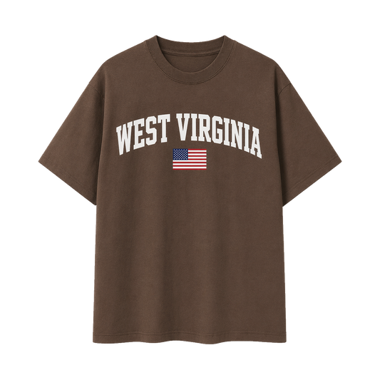 Collection 2 West Virginia Essential Cotton T-Shirt - Coffee front