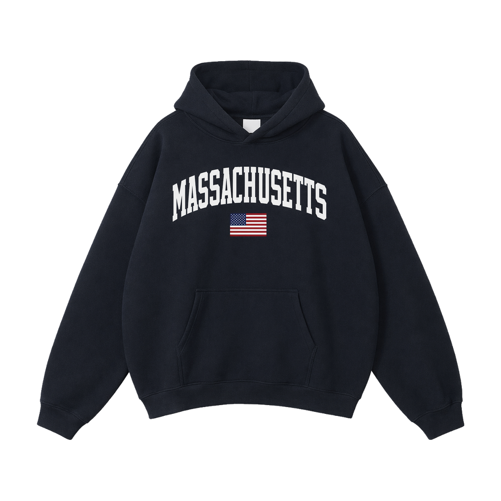 Collection 2 Massachusetts Oversize Fleeced Hoodie - Black front
