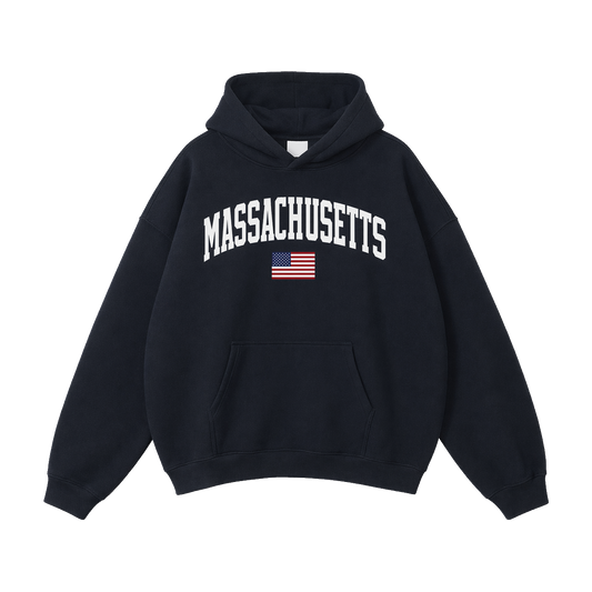 Collection 2 Massachusetts Oversize Fleeced Hoodie - Black front