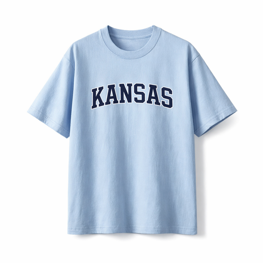 Collection 1 Kansas Essential Cotton T-Shirt - Light Blue front