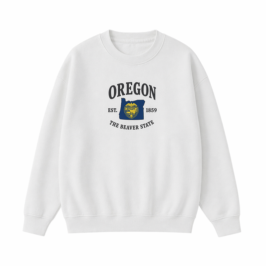 Collection 8 Oregon Essential Heavyweight Crewneck Sweatshirt - White front