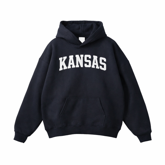 Collection 1 Kansas Oversize Fleeced Hoodie - Black front