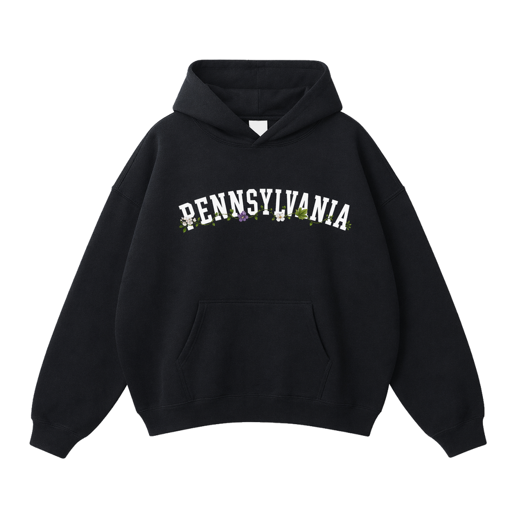 Collection 10 Pennsylvania Oversize Fleeced Hoodie - Black front