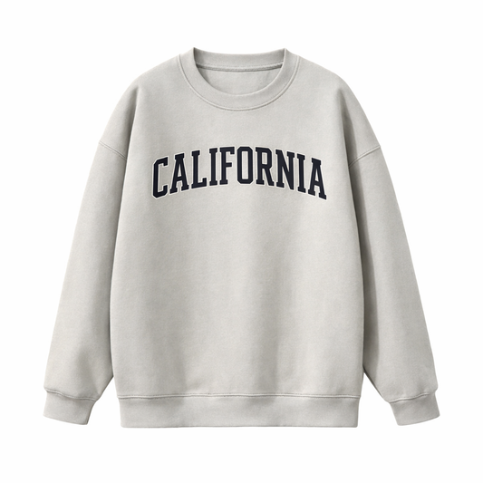 Collection 1 California Essential Heavyweight Crewneck Sweatshirt - Gray front