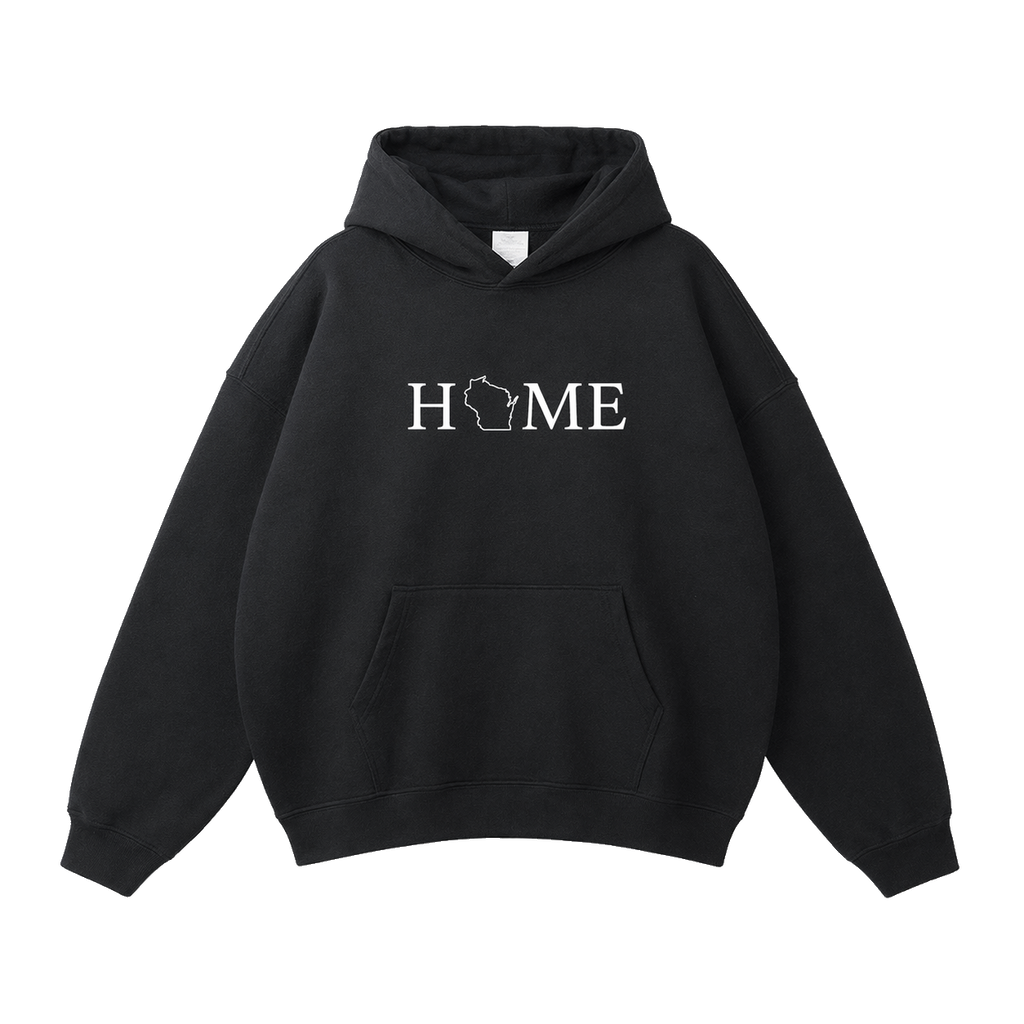Collection 5 Wisconsin Oversize Fleeced Hoodie - Black front