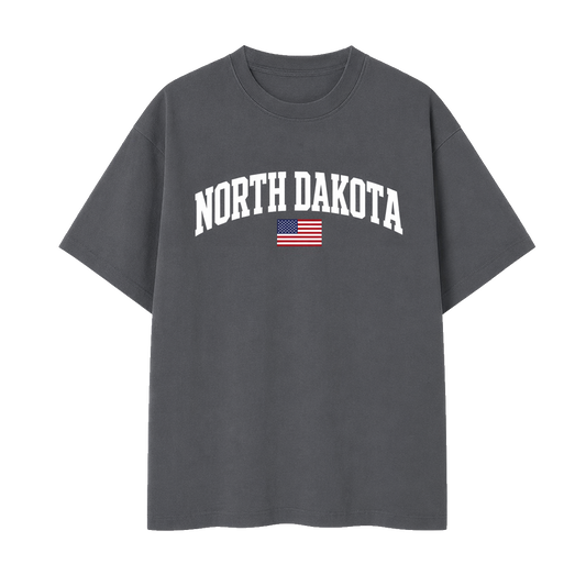 Collection 2 North Dakota Essential Cotton T-Shirt - Dark Gray front
