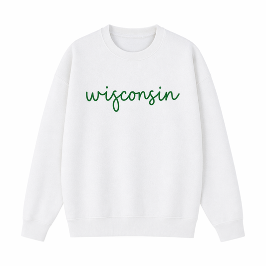 Collection 3 Wisconsin Essential Heavyweight Crewneck Sweatshirt - White front