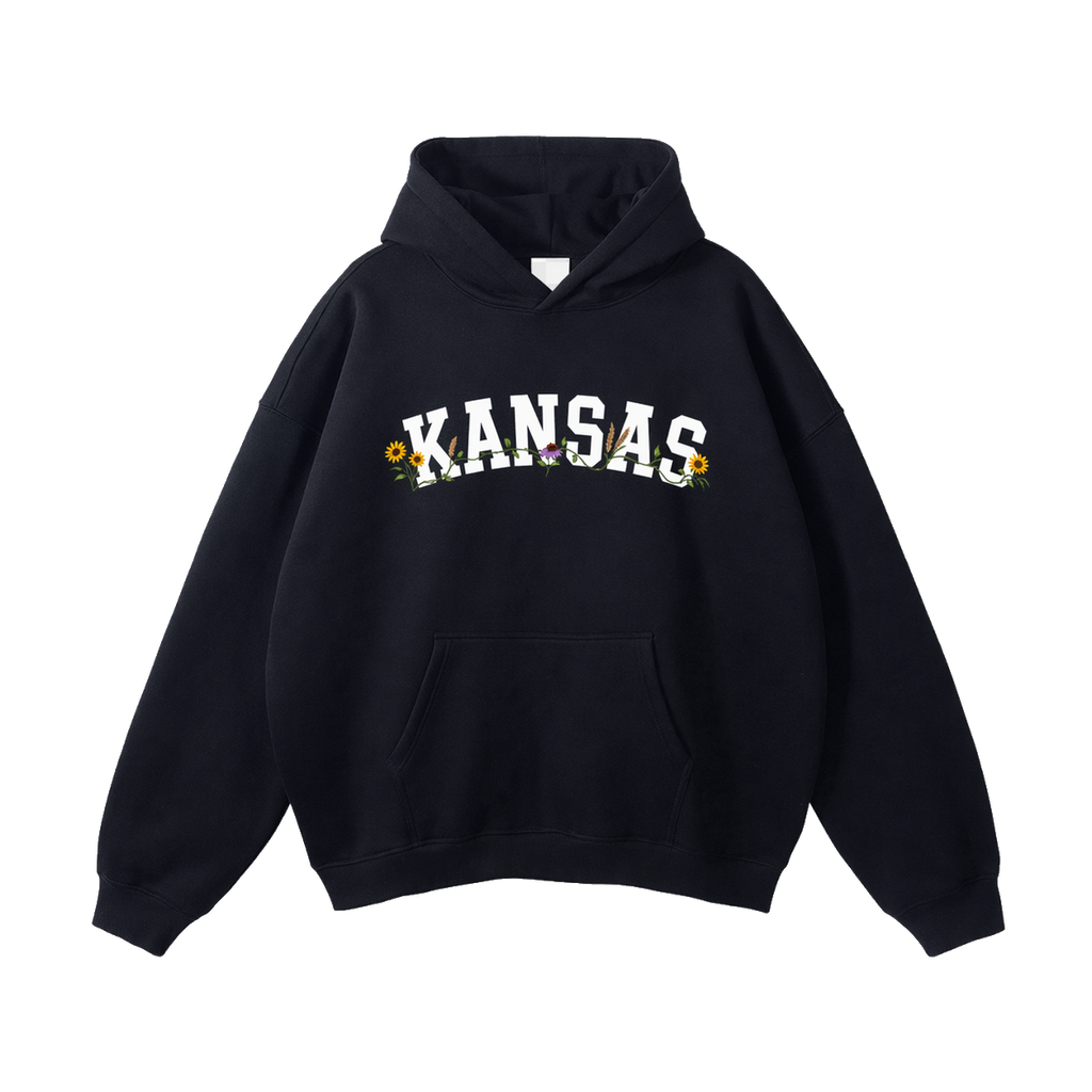 Collection 10 Kansas Oversize Fleeced Hoodie - Black front