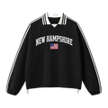 Collection 2 New Hampshire Contrast Striped Lapel Collar Sweatshirt - Black front