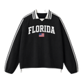 Collection 2 Florida Contrast Striped Lapel Collar Sweatshirt - Black front