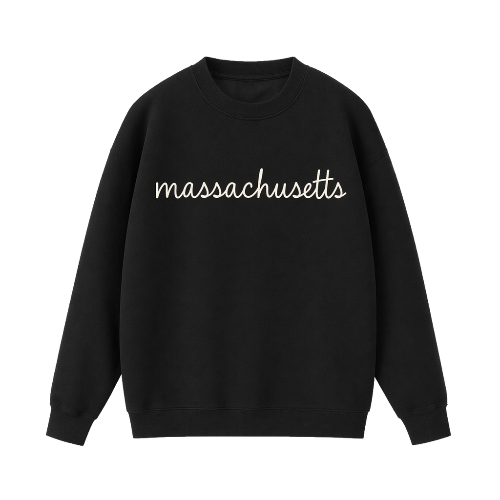 Collection 3 Massachusetts Essential Heavyweight Crewneck Sweatshirt - Black front