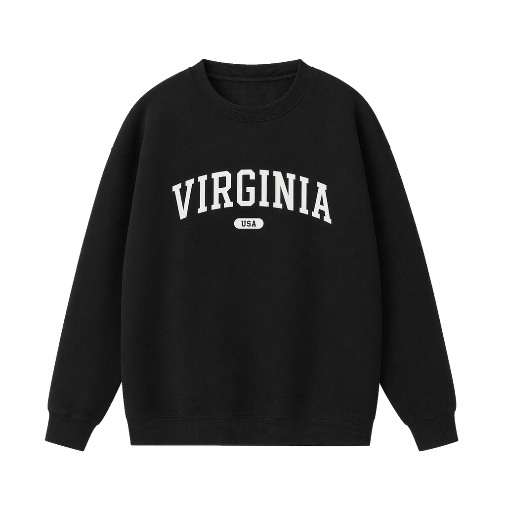 Collection 4 Virginia Essential Heavyweight Crewneck Sweatshirt - Black front