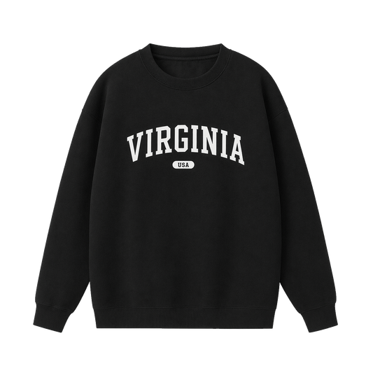 Collection 4 Virginia Essential Heavyweight Crewneck Sweatshirt - Black front