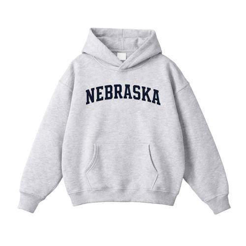 Collection 1 Nebraska Oversize Fleeced Hoodie - Flower Gray front