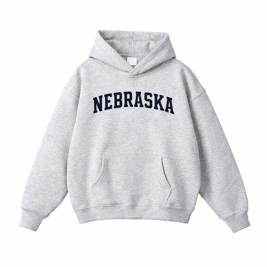 Collection 1 Nebraska Oversize Fleeced Hoodie - Flower Gray front