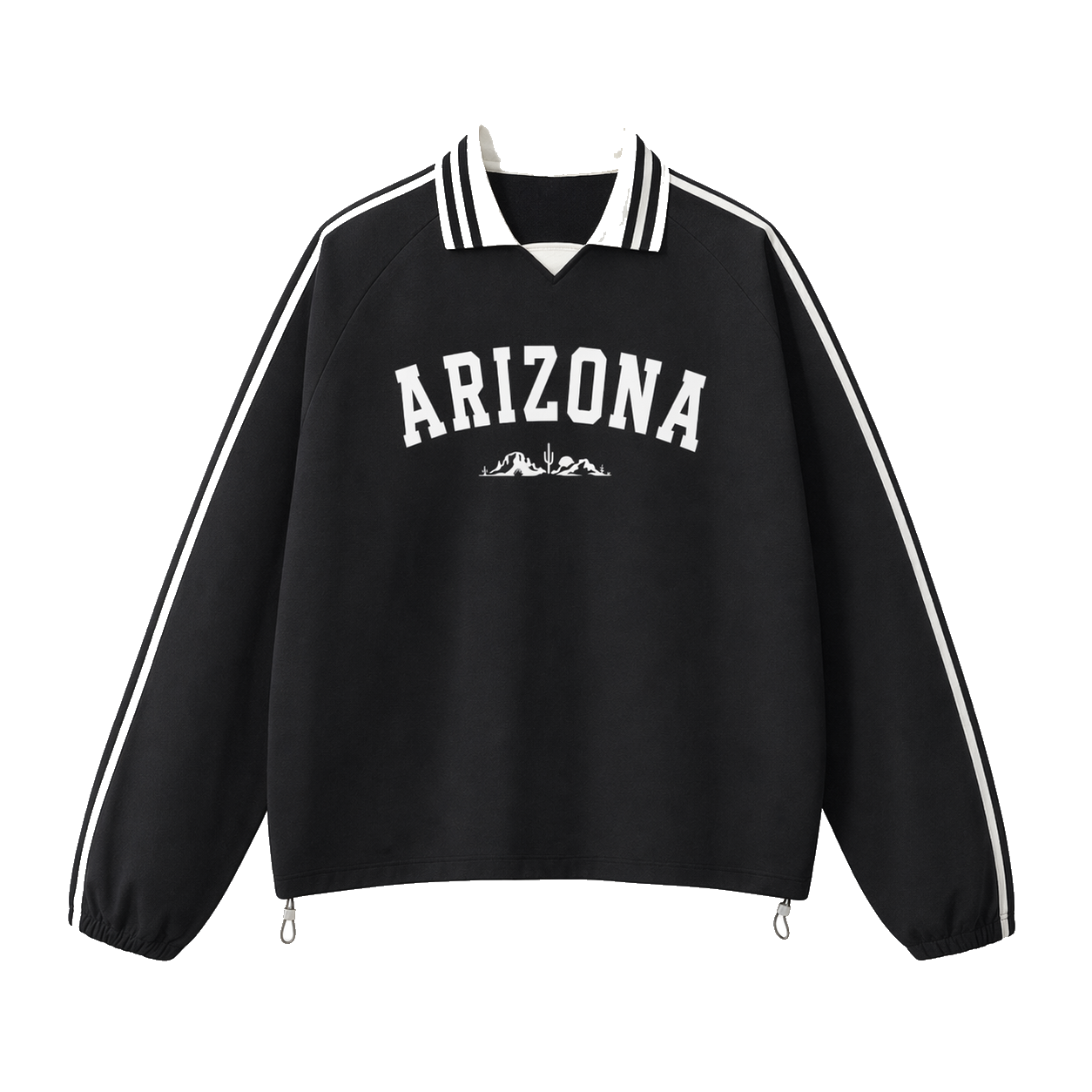 Collection 9 Arizona Contrast Striped Lapel Collar Sweatshirt - Black front