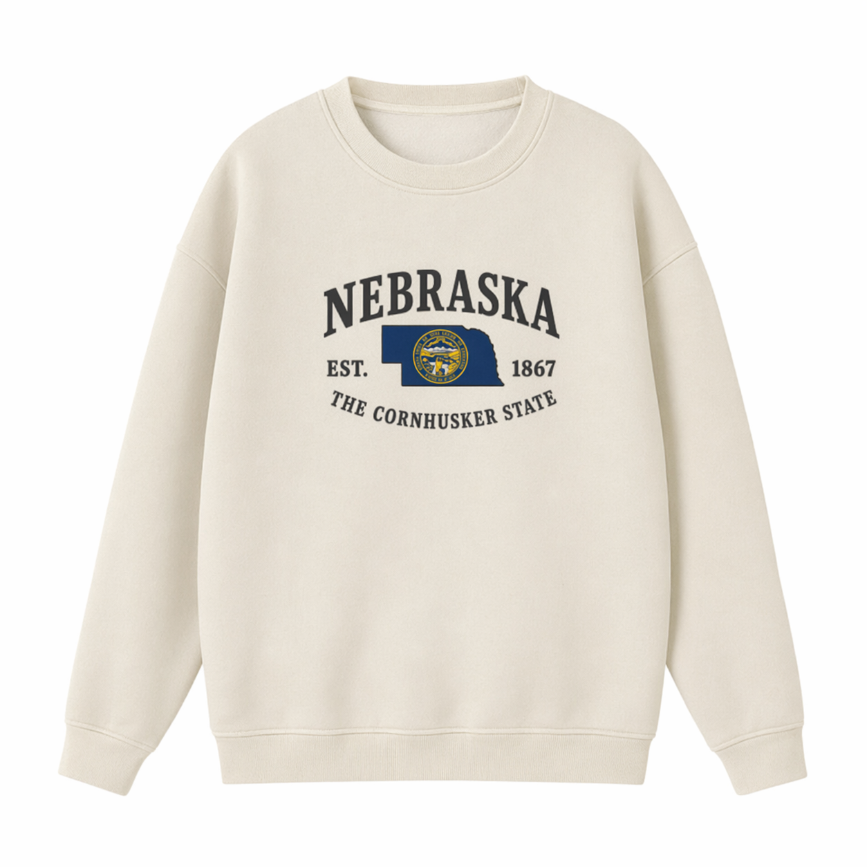 Collection 8 Nebraska Essential Heavyweight Crewneck Sweatshirt - Cream front