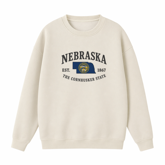 Collection 8 Nebraska Essential Heavyweight Crewneck Sweatshirt - Cream front