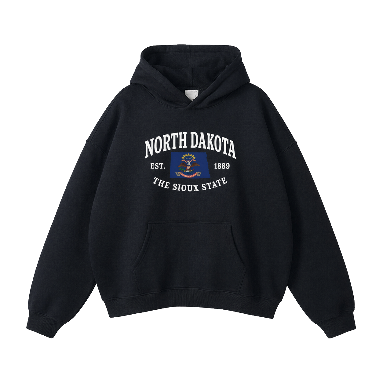 Collection 8 North Dakota Oversize Fleeced Hoodie - Black front