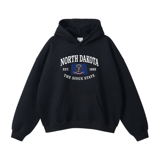 Collection 8 North Dakota Oversize Fleeced Hoodie - Black front