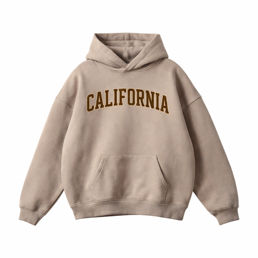 Collection 1 California Oversize Fleeced Hoodie - Gray Apricot front
