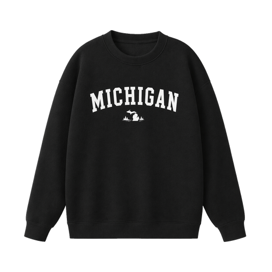Collection 9 Michigan Essential Heavyweight Crewneck Sweatshirt - Black front