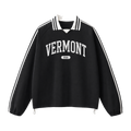 Collection 4 Vermont Contrast Striped Lapel Collar Sweatshirt - Black front
