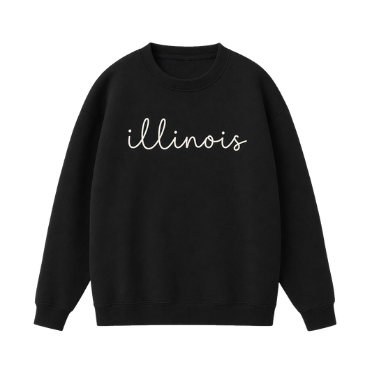 Collection 3 Illinois Essential Heavyweight Crewneck Sweatshirt - Black front