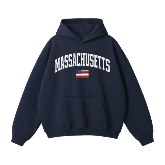 Collection 2 Massachusetts Oversize Fleeced Hoodie - Navy Blue front