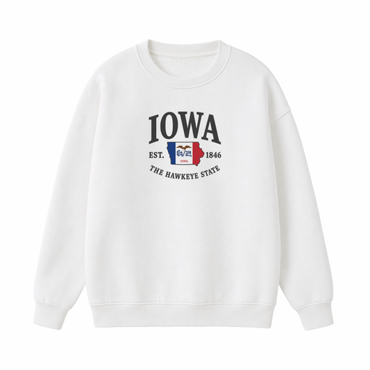 Collection 8 Iowa Essential Heavyweight Crewneck Sweatshirt - White front