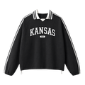 Collection 4 Kansas Contrast Striped Lapel Collar Sweatshirt - Black front
