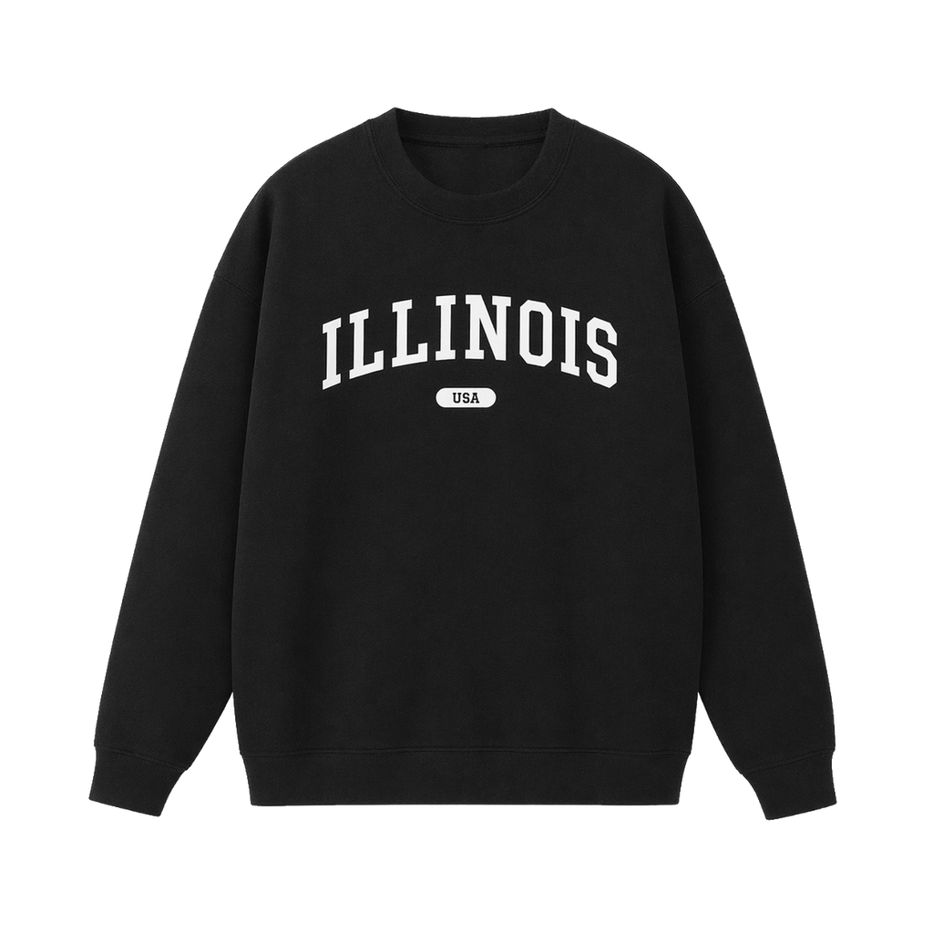 Collection 4 Illinois Essential Heavyweight Crewneck Sweatshirt - Black front
