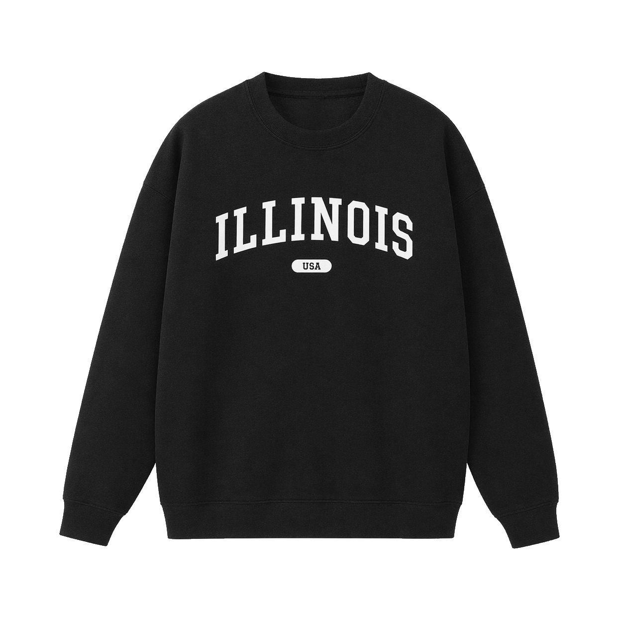 Collection 4 Illinois Essential Heavyweight Crewneck Sweatshirt - Black front