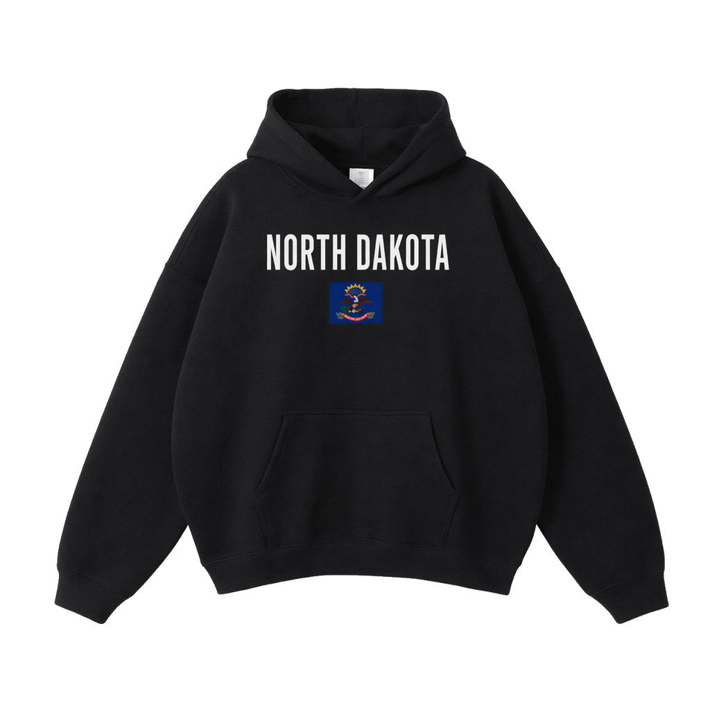 Collection 7 North Dakota Oversize Fleeced Hoodie - Black front