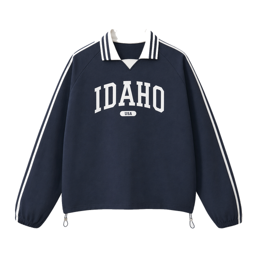 Collection 4 Idaho Contrast Striped Lapel Collar Sweatshirt - Royal Blue front