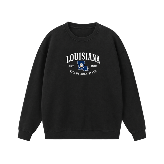 Collection 8 Louisiana Essential Heavyweight Crewneck Sweatshirt - Black front