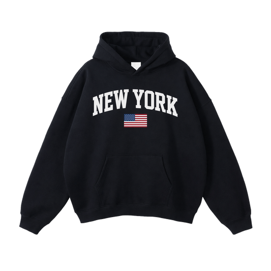 Collection 2 New York Oversize Fleeced Hoodie - Black front