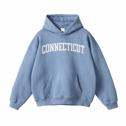 Collection 1 Connecticut Oversize Fleeced Hoodie - Medium Blue front