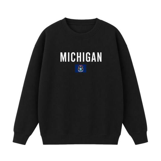 Collection 7 Michigan Essential Heavyweight Crewneck Sweatshirt - Black front