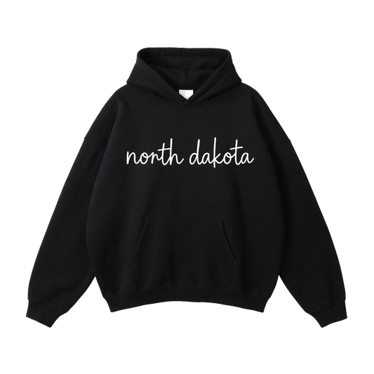 Collection 3 North Dakota Oversize Fleeced Hoodie - Black front