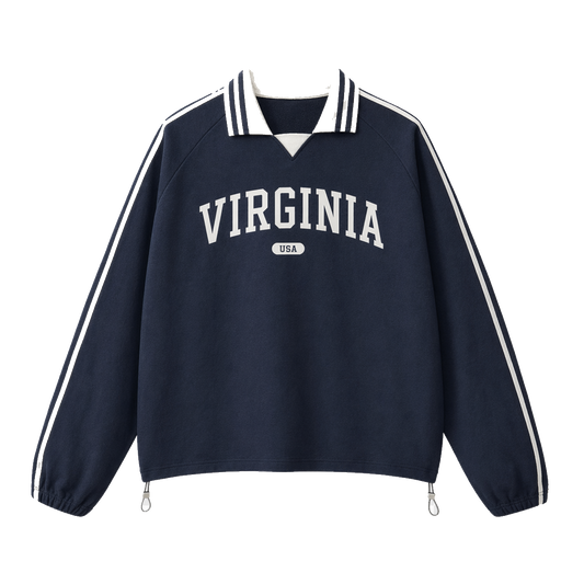 Collection 4 Virginia Contrast Striped Lapel Collar Sweatshirt - Royal Blue front